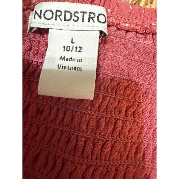 Nordstrom Girls Puff Sleeve Smocked Bodice Micro Dot Dress Mauve Size L/10-12 - Picture 6 of 9